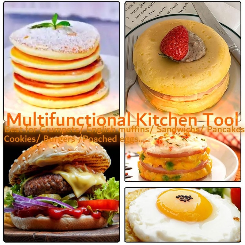 8Pack 4 Inch English Muffin Rings, Stainless Steel Double Rolled Tart Rings, ... gallery