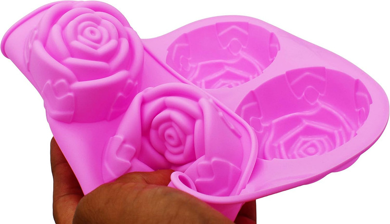 3 Pack of x Large Rose Flower Ice Cube Chocolate Soap Tray Mold Silicone Party m gallery