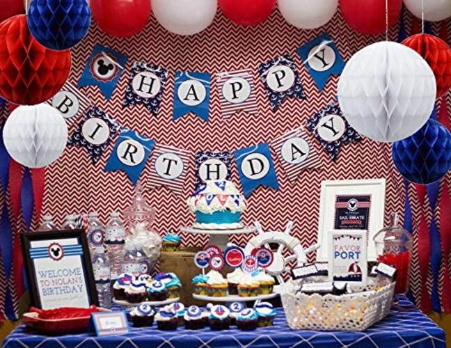 Paper Honeycomb Balls for 4th of July Party, Nautical Party Hanging gallery