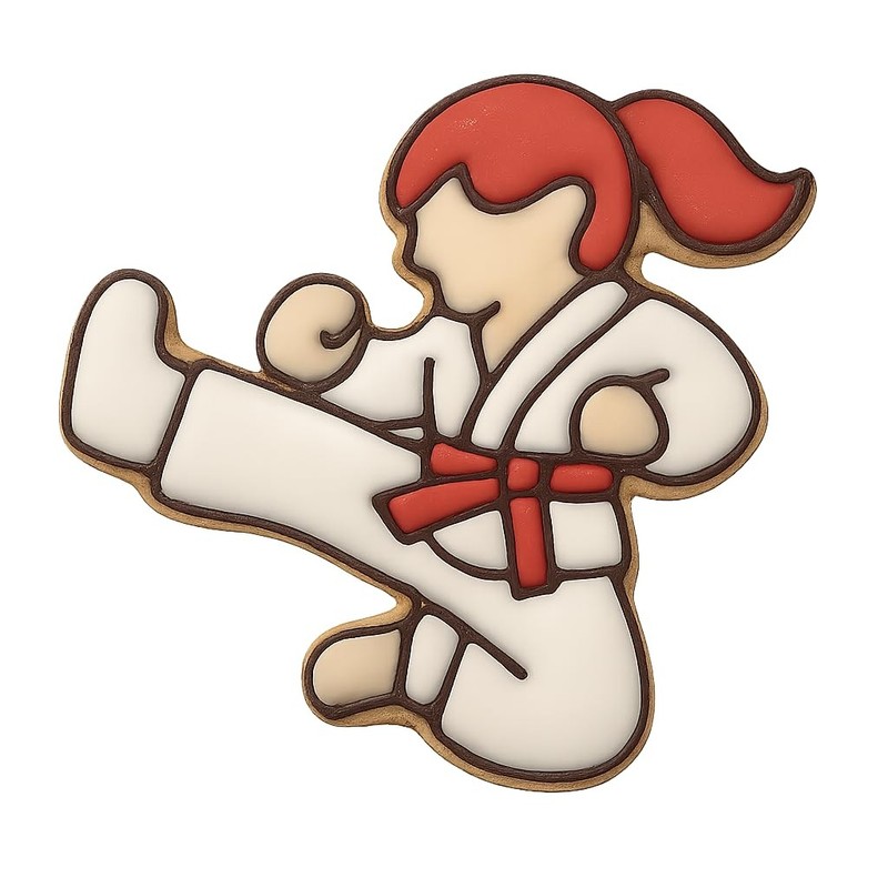 Karate Girl Performing Jump Kick Cookie Cutter & Stamp, Fondant & Clay - 4x3.2 gallery