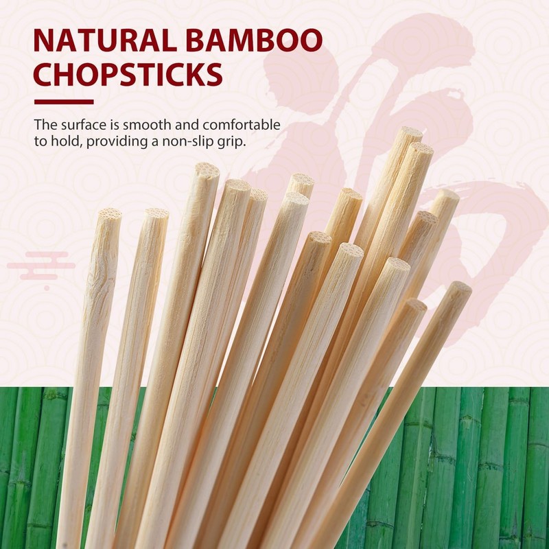 Soeos Disposable Bamboo Chopsticks, 100 Sets, Natural Wooden Chopsticks, Indi... gallery