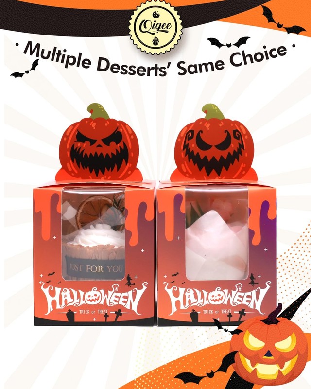 Halloween Individual Cupcake Boxes Cupcake Holders Disposable 25pcs Single Cu... gallery