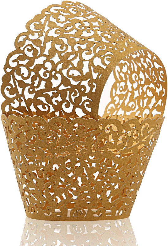 Pack of 120 Cupcake Wrappers Artistic Bake Cake Paper Cups Vine Designed Laser C