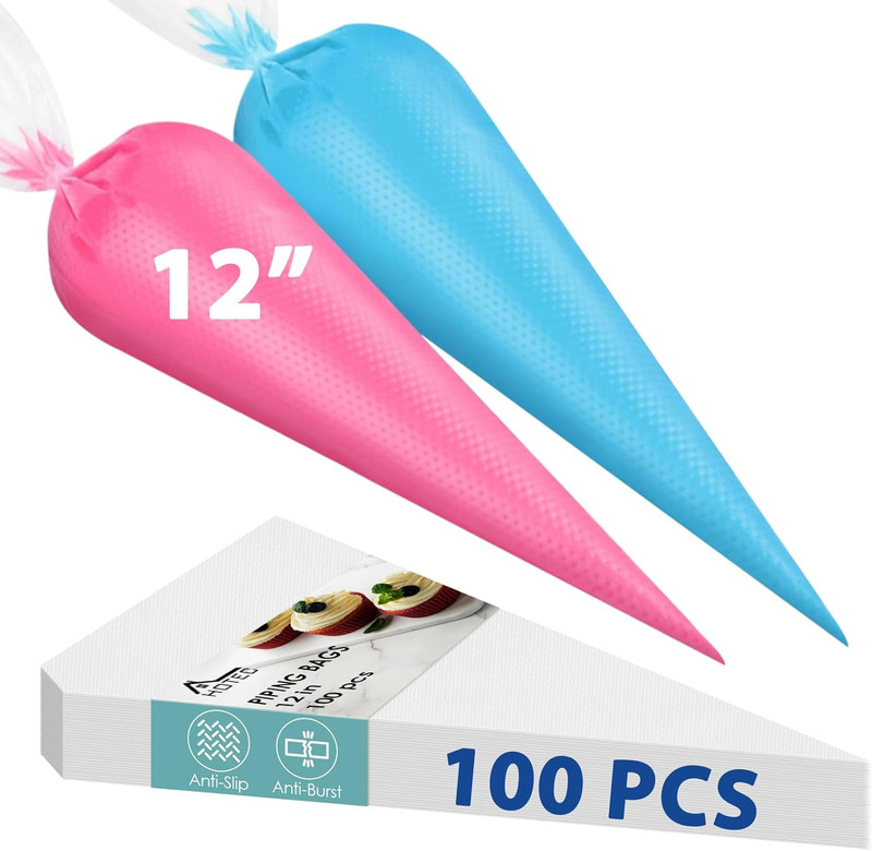100Pcs 12 Inch Anti-Burst Disposable Piping Bags, Non-Slip Food Grade Bpa-Free P