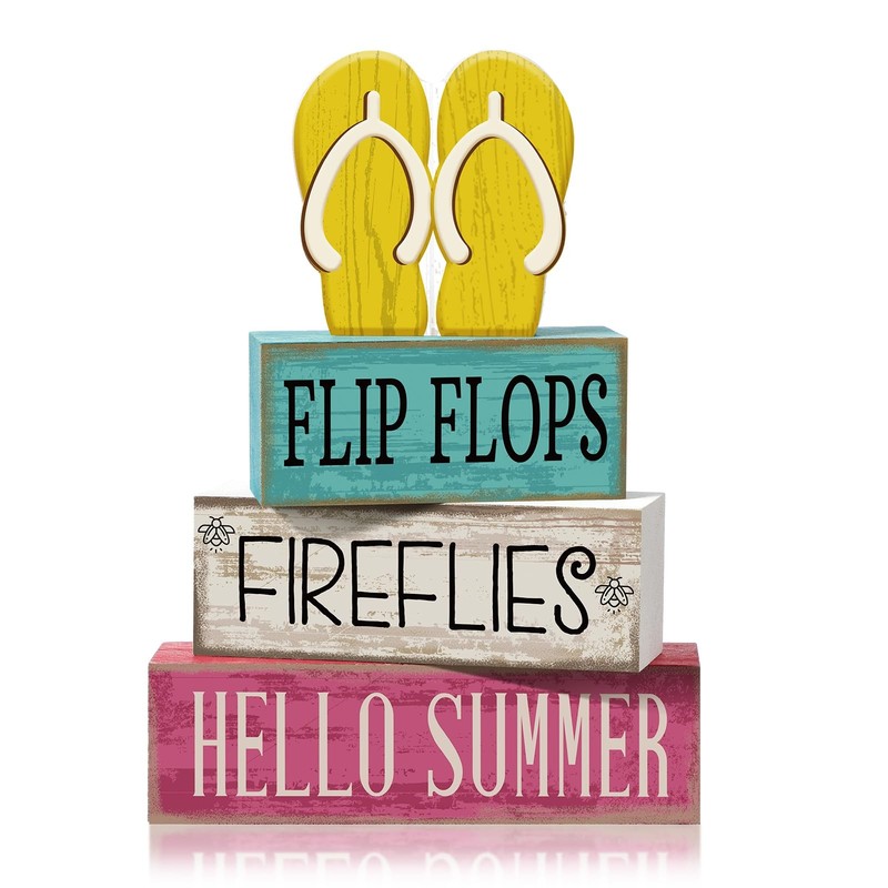 Yuntau 4 Pcs Summer Table Decorations Wooden 2.8 x 1.9 x 0.5 inches, yellow