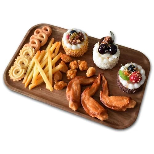 Wooden Server Trays,Acacia Wood Plate,Rectangular Dessert Platter for 1 gallery