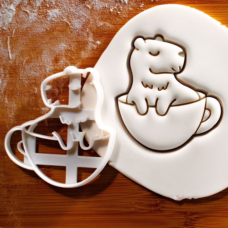 Cappyccino Cookie Cutter – cavy capybara cafe animal baby shower birthday coffee