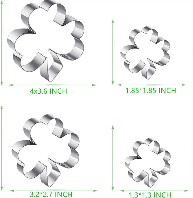 4-Piece Shamrock Cookie Cutter Set - Essential for St. Patrick's Day Baking gallery