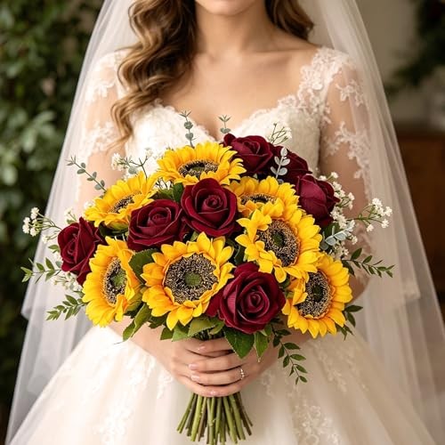 24PCS Fake Rustic Combination Flowers Artificial Yellow, White, Red, Green. gallery