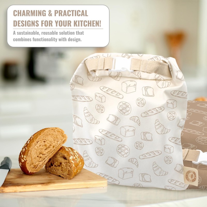Cozy Bread® Reusable Bread Bag Set for Home Bakers | USA Brand | Charming D gallery