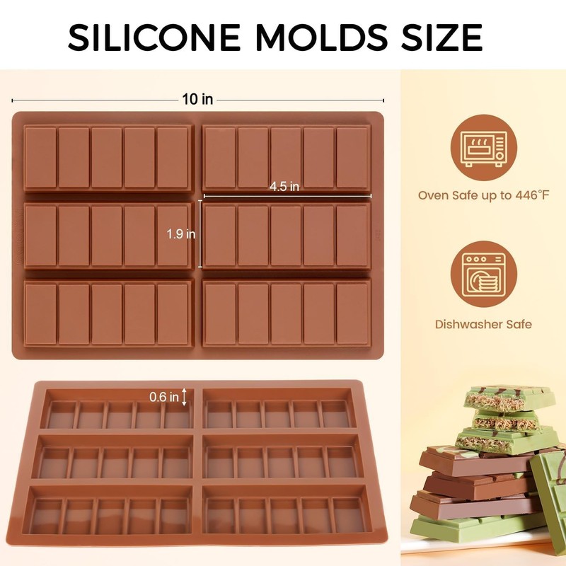 Chocolate Molds Non-Stick Break Apart Bar Mold Food Grade Silicone gallery