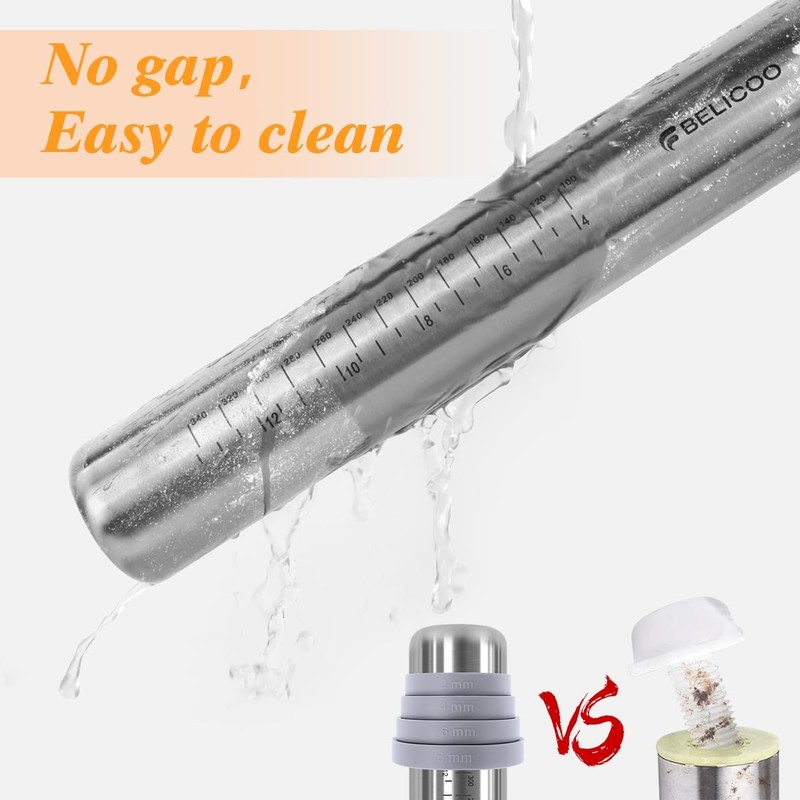 16.1 Inch Stainless Steel Rolling Pin Mat & Silicone Brush Set Grey gallery