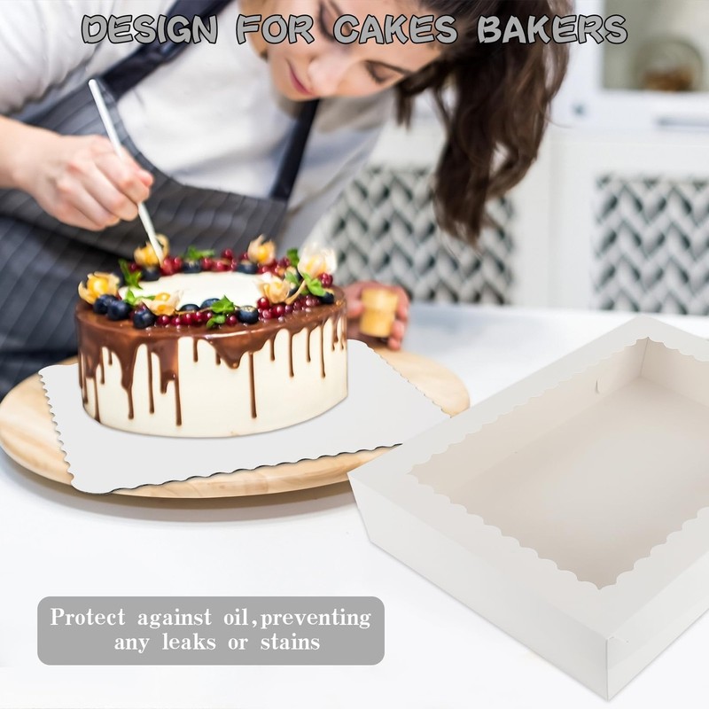 10 Sets 19x14x4in Rectangle Cake Boxes with Boards, White Large Bakery Boxes ... gallery