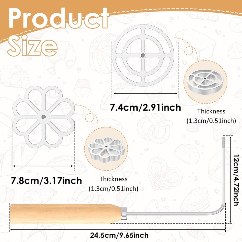 Rosette Iron Timbale Set 3 PCS with Handle Flower Bunuelos Cookie Maker Mold gallery