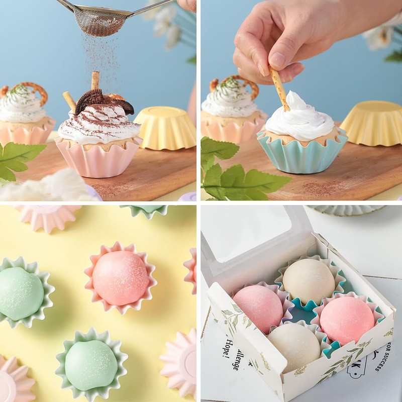 200 Pcs Cupcake Liners Flared Muffin Baking Cups Holder Greaseproof Coated Cake gallery