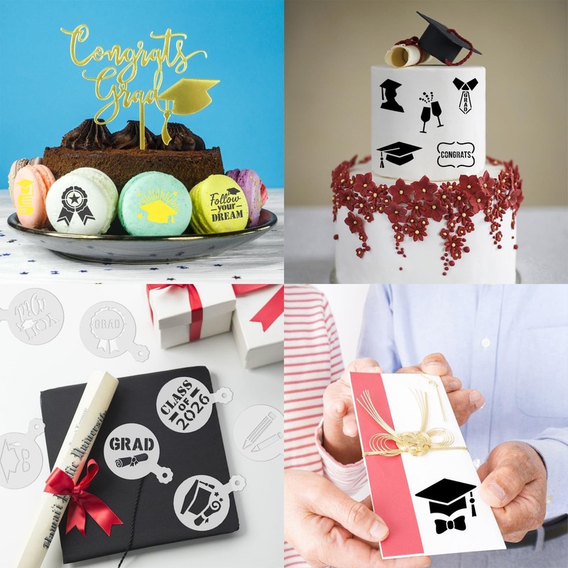 Graduation Cookie Stencils Set, 36 Reusable Templates for Class of 2026 Decor gallery
