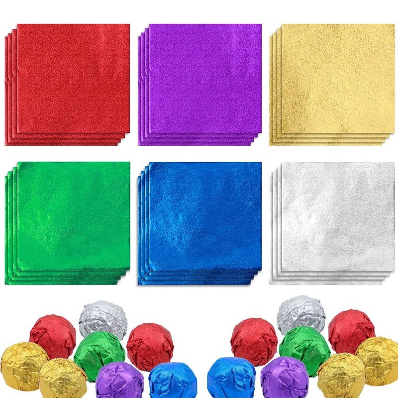 600pcs Foil Candy Wrappers, 4x4 inches DIY 4 x 4 inches, Multicolor