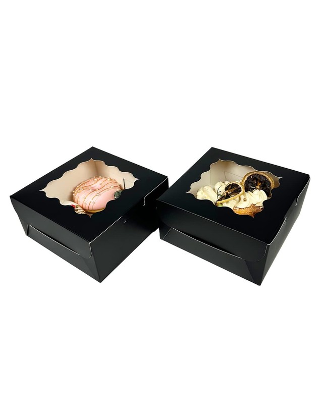 60pcs Black Cookie Boxes 6x6x3 inches Easy Assemble Macaroon Pastry Boxes Bak... gallery