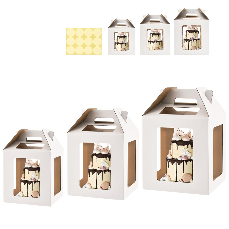 Tall Cake Boxes 6 Windows with handle, In 3 Size 10x10x10&12x12x12&14x14x14in…