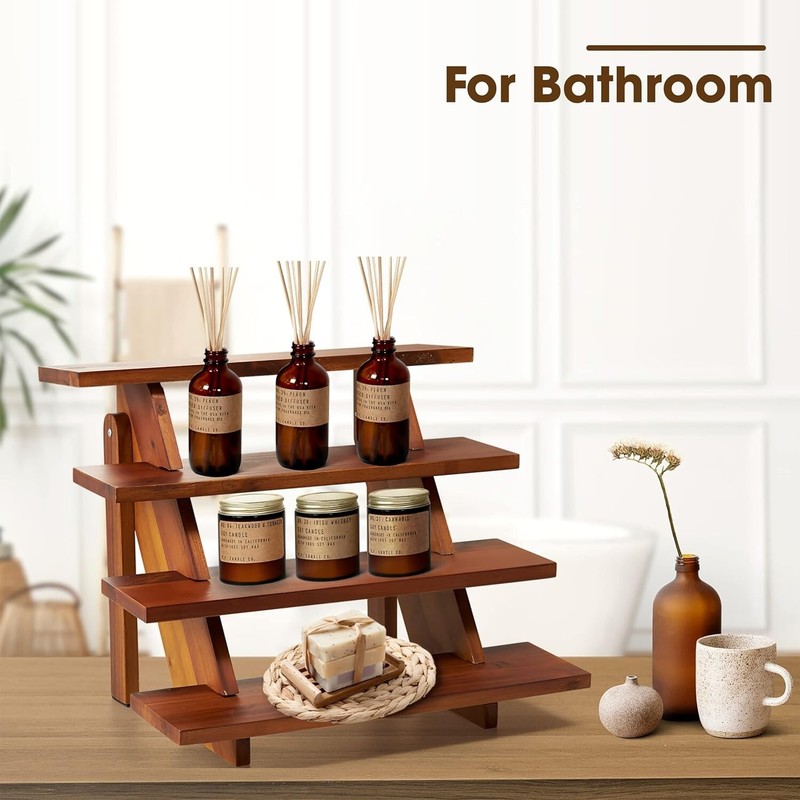 Versatile 4-Tier Wooden Cake Stand - Eco-Friendly Acacia for Decorative Tables gallery