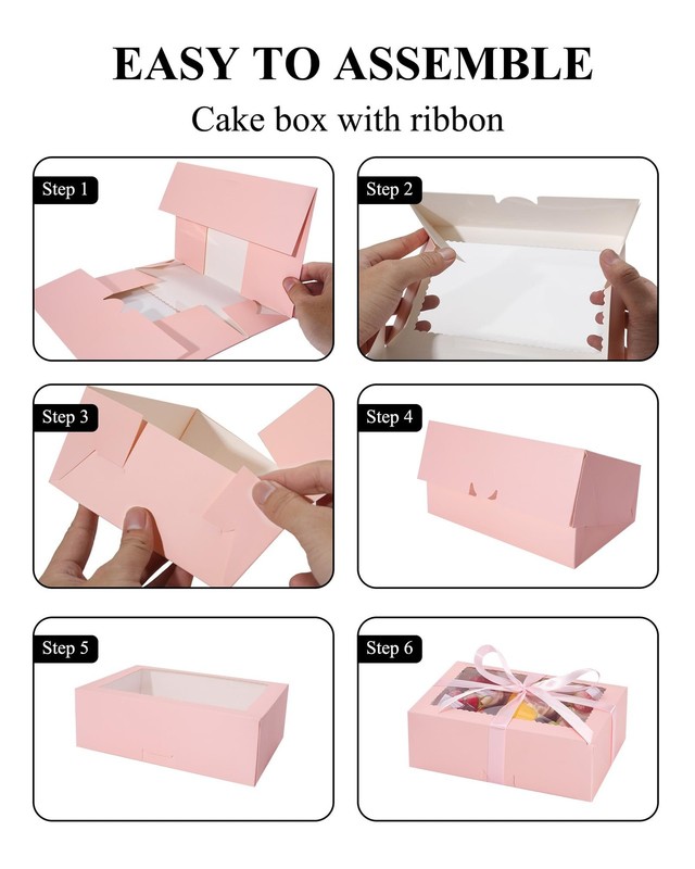 30Pcs Cookie Boxes with Ribbons, 9x6x3 Inch Bakery Boxes with Window, Pink Tr... gallery