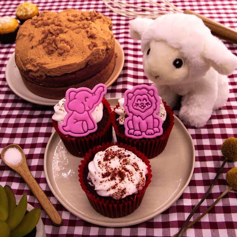 Mini Lion & Elephant Cookie Cutter and Stamp Set - safari wildlife animal jungle gallery