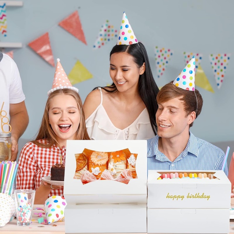 Sturdy 50-Pack Bakery Boxes with Window - Perfect for Treats and Baked Goods gallery