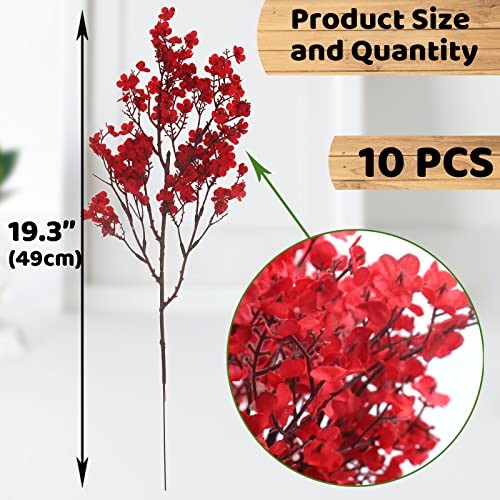 10 Pcs Babys Breath Artificial Flowers Real Touch Fake Flowers Silk Plants Red gallery