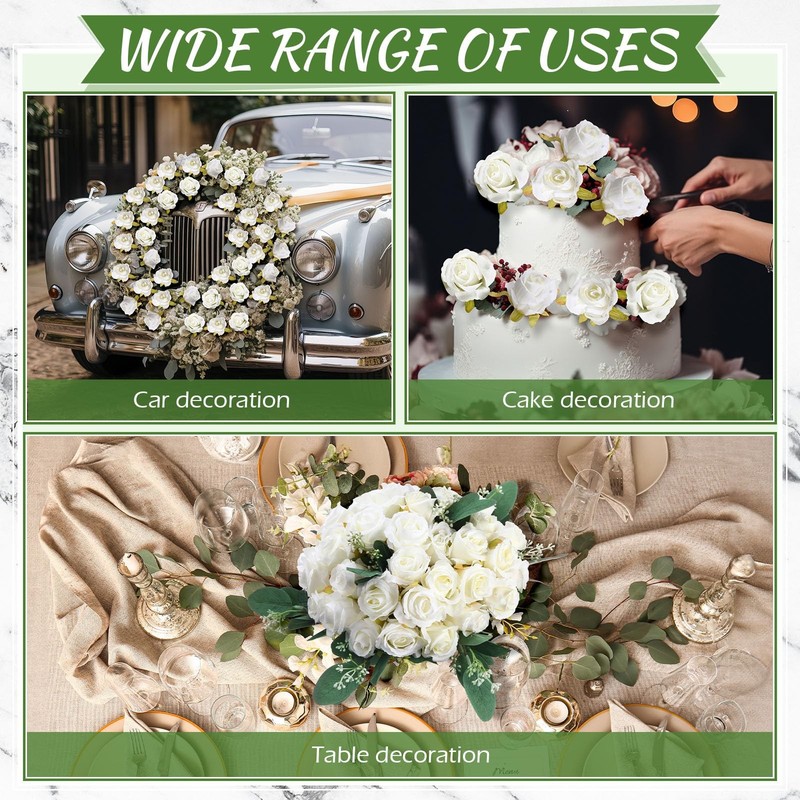 Zeyune 12 Bunches Wedding Bridesmaids Bouquets 144 Heads 7 Inch Artificial Rose gallery
