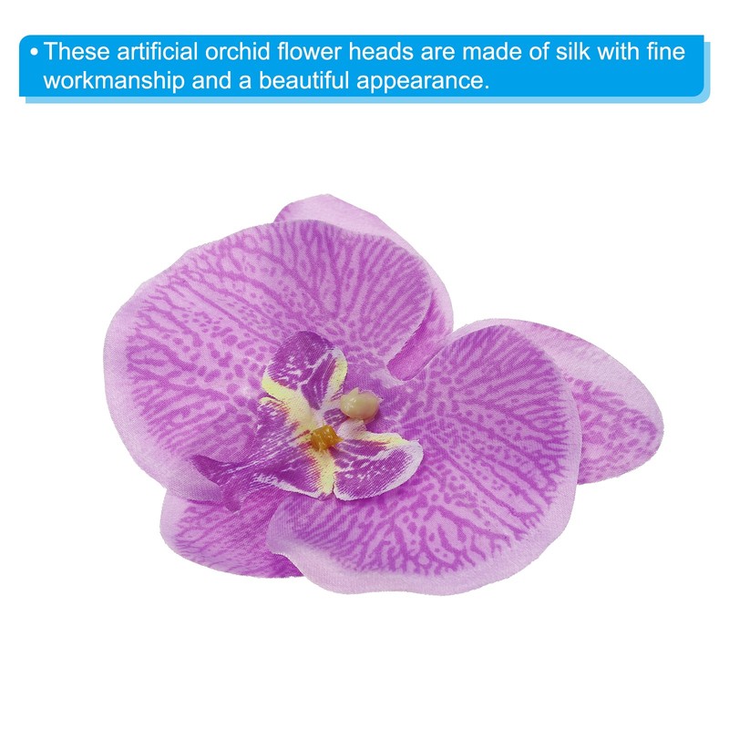 3.9" Artificial Orchid Flower Heads, 40pcs for Floral Decoration, Clear Purple gallery
