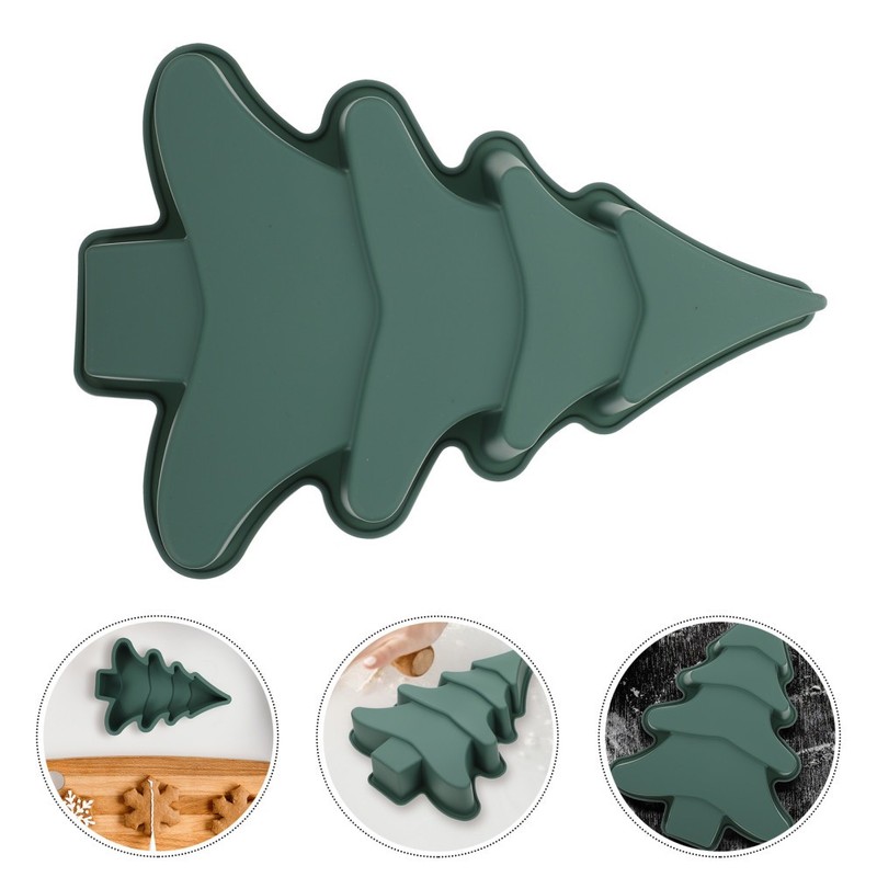 3 Pcs Christmas Tree Silicone Mold Molds for Baking Flexible Festive Cake