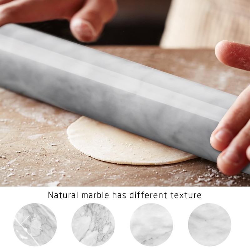 Marble Rolling Pin with Stand, 15.7" White Stone French Heavy Polished Non St... gallery