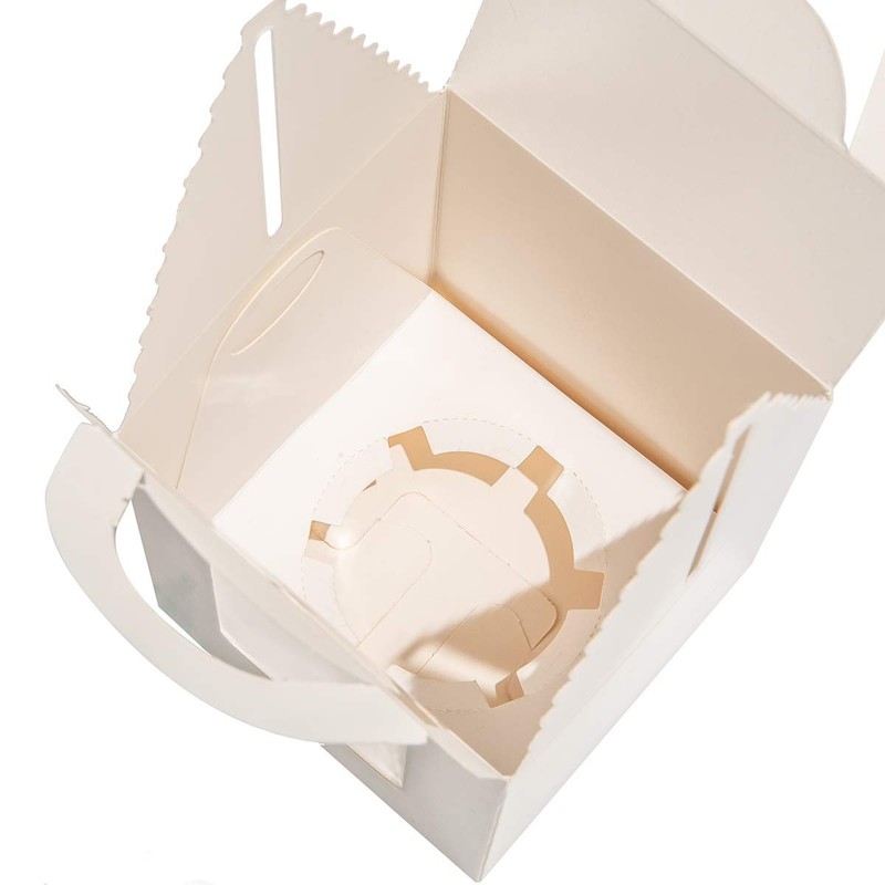 25 Pcs Single White Cupcakes Containers Gift Boxes With Window Inserts Handle Fo gallery