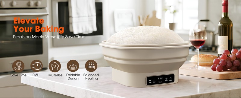 Upgrade Heating Sourdough Bread Proofing Basket Kit, Electric tatic gallery