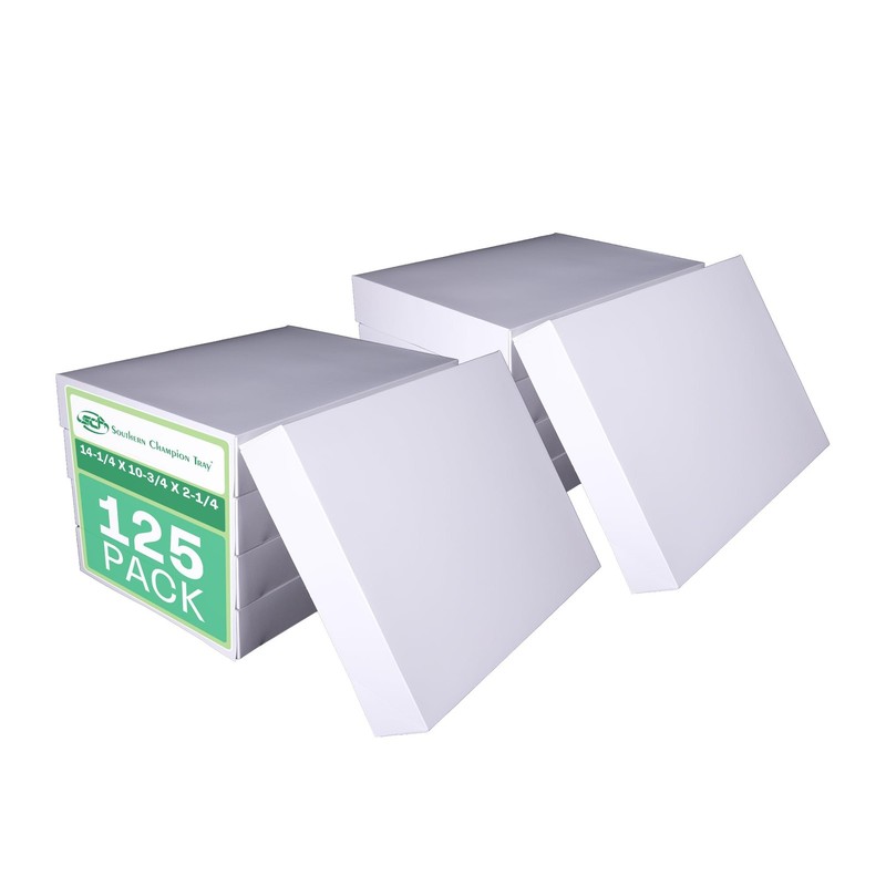 SCT White Bakery Boxes (125 Pack), 14.25×10.75×2.25 Inch Windowless Donut Box…
