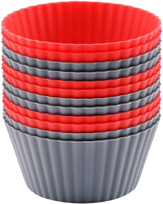 12 Pack Reusable Nonstick Jumbo Silicone Baking Cups, Cupcake and Muffin Liners, gallery