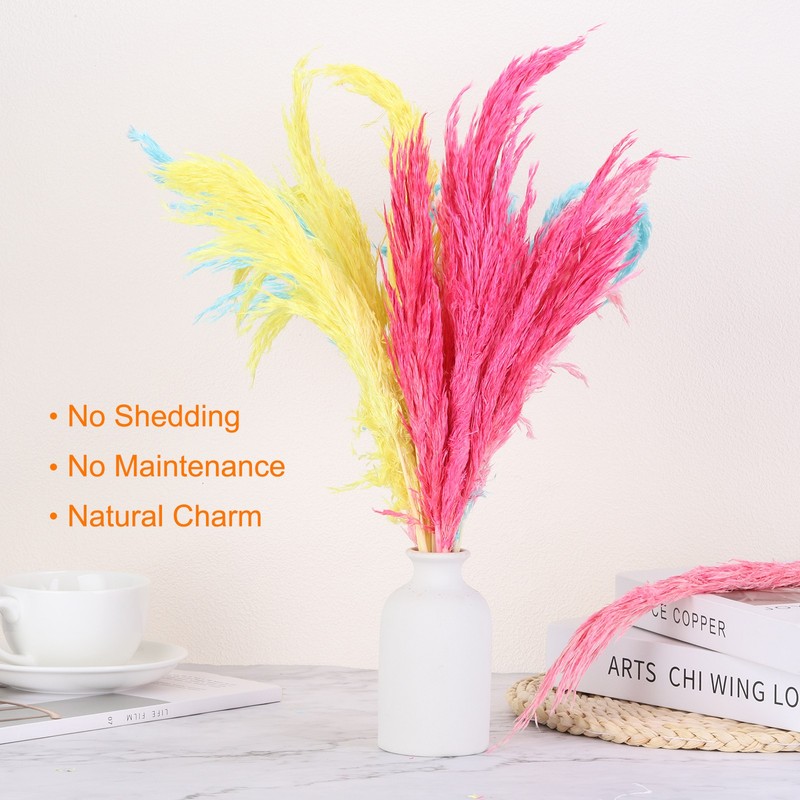 10pcs Pink Pampa Grass Decoration, 17" Artificial Fake Dried Grass Flower gallery