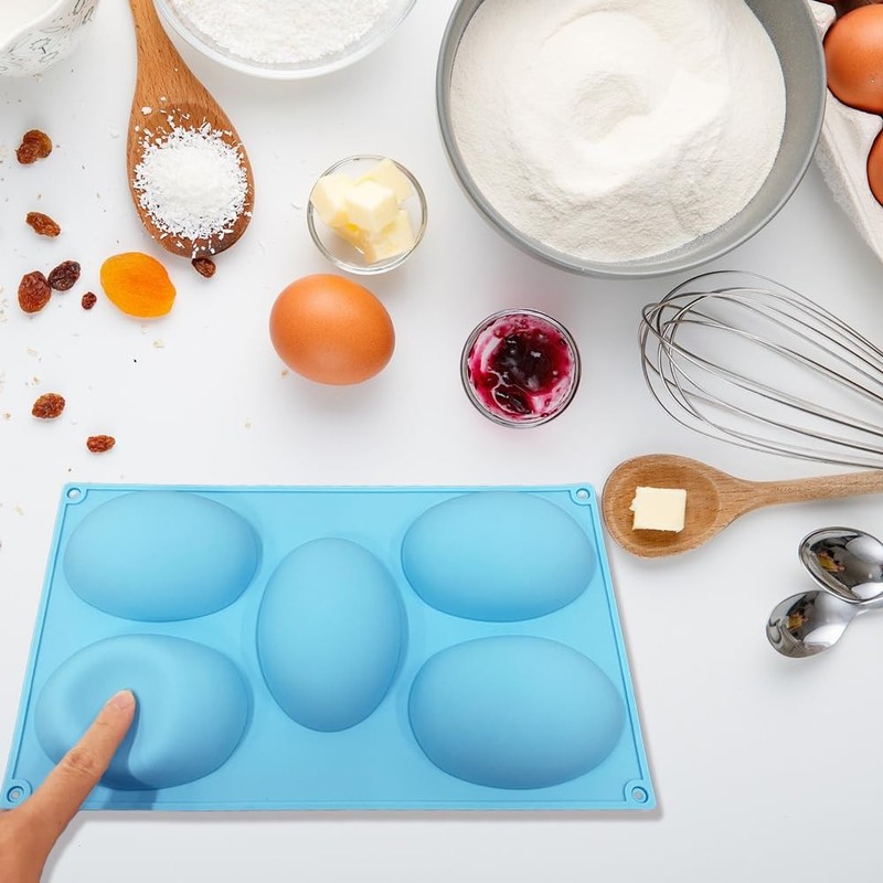 BENEKIY 3 Pack 5 Cavity Easter Egg Silicone Molds for Chocolate Cake Dessert gallery