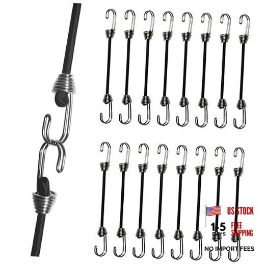 Mini Bungee Cords with Hooks. Small Bungee Cords with Hooks, 8″ 16 Black