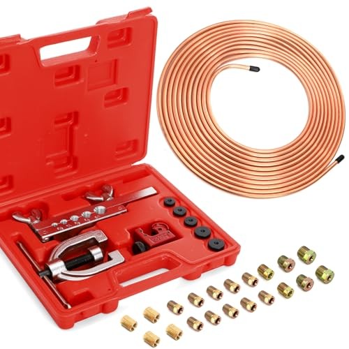 25 ft 3/16" Copper Coated Brake Line Kit, Brake Line Flaring Tool Kit gallery