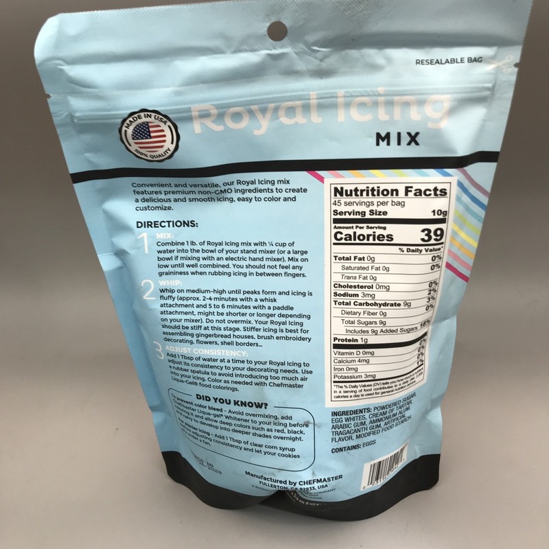 Chefmaster White Royal Icing Mix, Decorating Cookies 16oz Exp 03/28 gallery