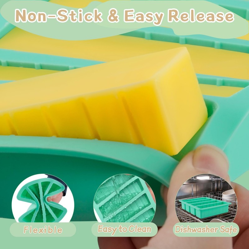 2-Pack Non-Stick Silicone Butter Mold Tray with Lid, Measurements, Ideal for Hom gallery