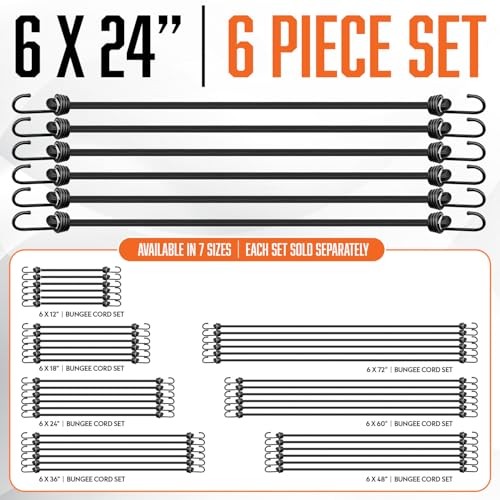 Bungee Cords with Hooks 24 Inch - 6 Pack Heavy Duty 6x24" - 2 ft gallery