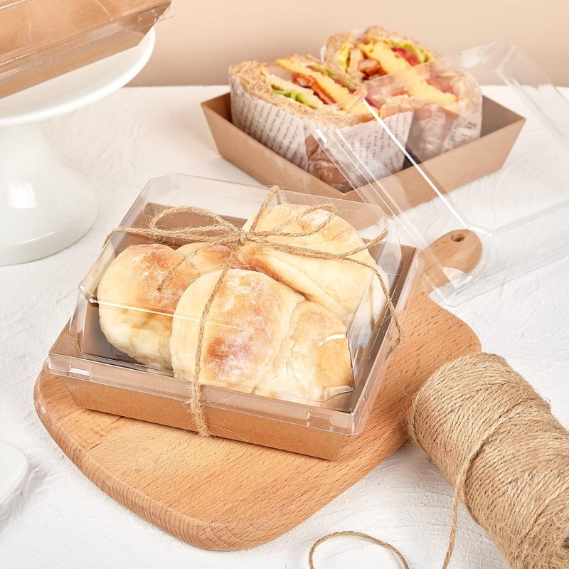 50 Pack 5 Inch Paper Charcuterie Boxes with Clear Lids, Square To Go Cake Sli... gallery