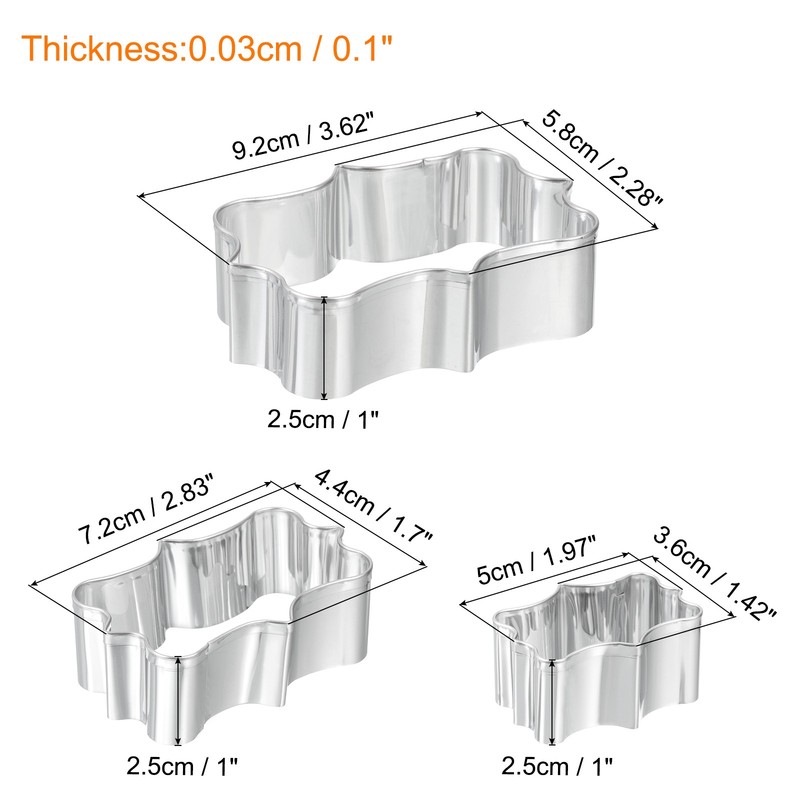 Cookie Cutter Set Rectangular Large + Medium + Small Silver Tone gallery