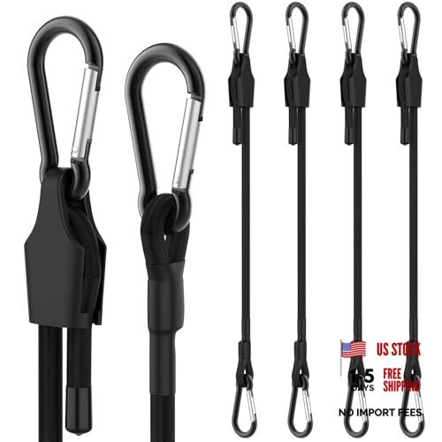 Set of 4 Adjustable Bungee Cords with Carabiner Hooks, 72 Inch, Adjustable
