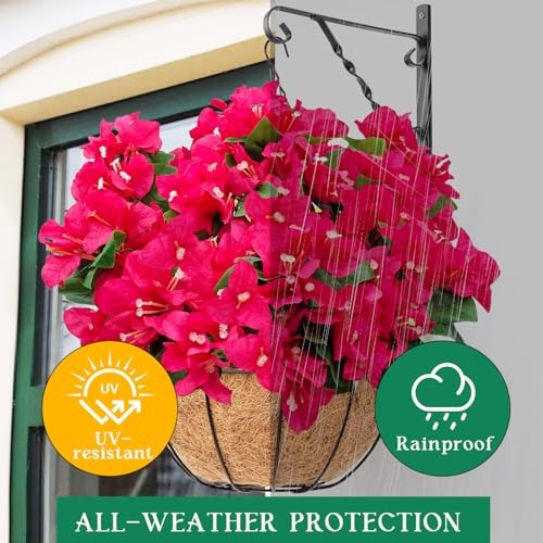 8 Bundles Artificial Flowers for Outdoors UV Resistant Fake Rose Red gallery