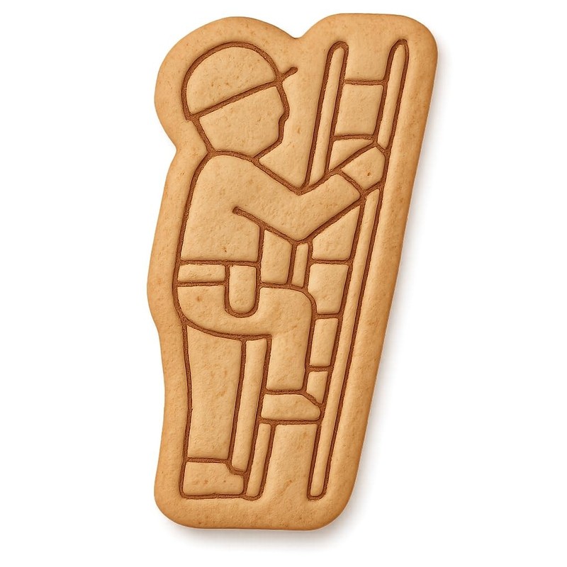 Ladder Climbing General Contractor Cookie Cutter & Stamp, Fondant & Cla – 2.2×4″