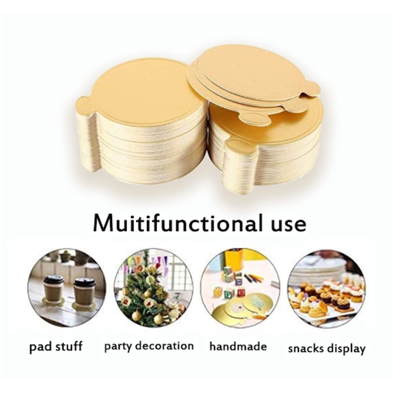 100 PCS Round Cake Boards Gold Circle Base Paper Mousse Dessert Tray Display gallery