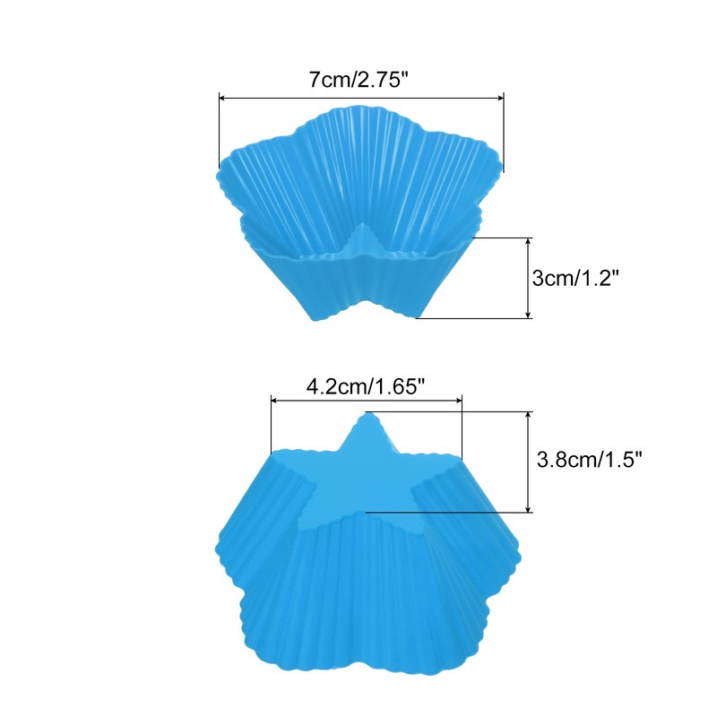 18pcs Reusable Muffins Cups Silicone Cupcake Liners Baking Cup Blue Stars gallery